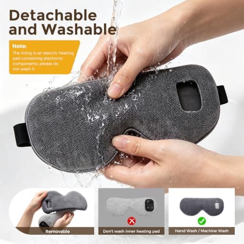 Heated Eye Mask Cordless Warm Eye Compress for Dry Eyes Blepharitis Stye Relief Improved Sleep, 3 Level Heat, 1500mAh Rechargeable Battery, Washable Cover, Eye Heating Pad for Sleeping Travel — view 4