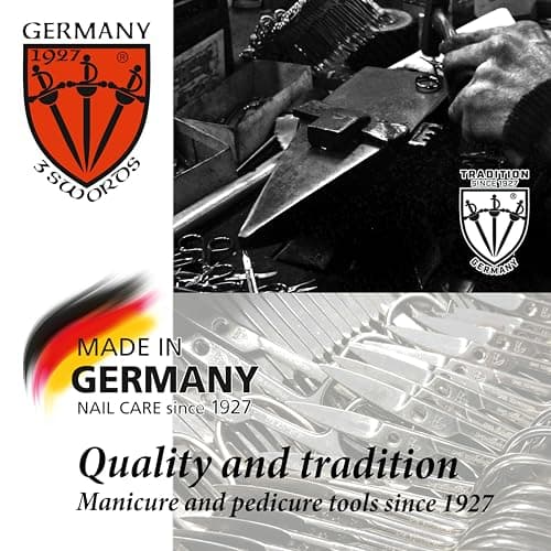 3 Swords Germany - brand quality 3 piece manicure pedicure grooming kit set for professional finger & toe nail care scissors file genuine leather case in gift box, Made by 3 Swords (000378) — view 6