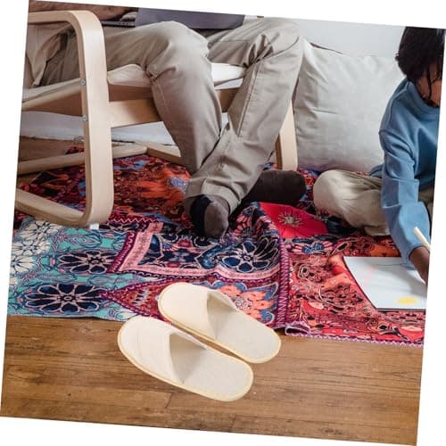 AUTSUPPL 6 Pairs Foldable Travel Slippers Cotton Linen Khaki — view 6