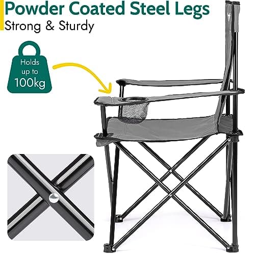 Trail Folding Camping Chair with Cup Holder, Grey — view 4