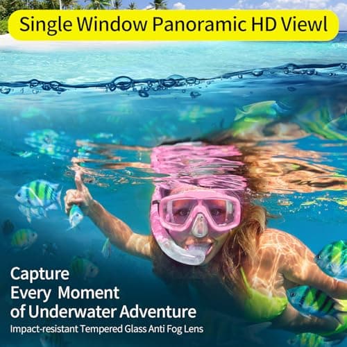 POPOYU Snorkel Set Adults,Snorkeling Mask Adult,180° Panoramic Anti-Fog Snorkel Mask with Dry Top Valve,Anti-Fog Anti-Leak Scuba Snorkeling Packages for Swimming Snorkeling,Scuba Diving Swimming — view 3