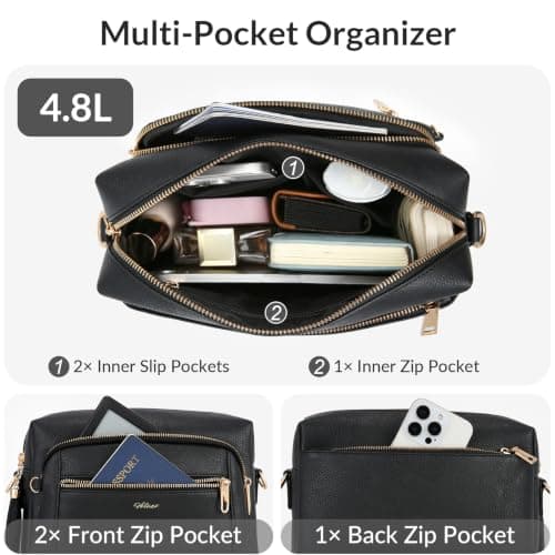 HILAEX Crossbody Bags for Women Anti-Theft Function, 26 x 10 x 20 CM Black — view 5