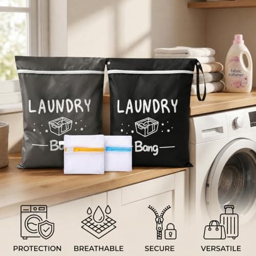 Travel Laundry Bag, 4pcs Small Laundry Bag, Laundry Bags Set with Multiple Sizes, Ideal for Wet Swimwear Storage and Clothing Organisation, for Family Vacation, Swimming and Gym — view 4