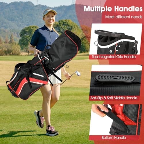 SPOTRAVEL Lightweight Golf Bag, Golf Stand Bag (Red) — view 4