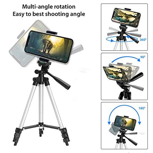 Phone Tripod,LINKCOOL 42" Aluminum Lightweight Portable Camera Tripod for iPhone/Samsung/Smartphone/Action Camera/DSLR Camera with Phone Holder & Wireless Bluetooth Control Remote (Silver) — view 3
