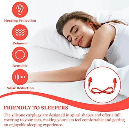 Frienda 6 Pairs Corded Earplugs Silicone for Sleeping with Cord Waterproof — view 5