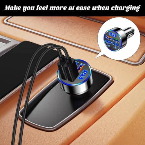 Car Charger Adapter, Super Fast Car Charger with Digital Display, 6-in-1 Car USB Charger for Multiple Devices, 12V Car USB Adapter for Family Road Trips and Business Commuters — view 6