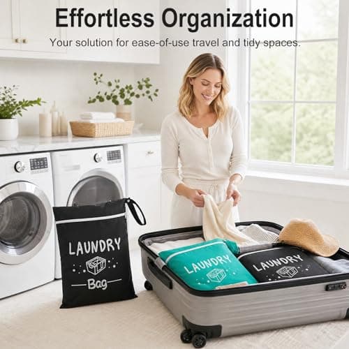 2 Pcs Travel Laundry Bags With Handle, Lightweight Small Laundry Bag,Reusable Dirty Clothes Bag,Waterproof Wet Clothes Bags For Home, Holiday,Camping, Swimming, Fitness, Yoga(Green+Black) — view 4