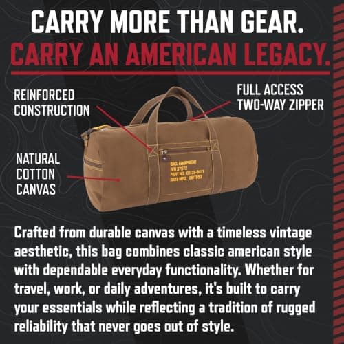 Rothco Canvas Equipment Duffle Bag – Travel & Gym Bag with Heavyweight Cotton Canvas Material – Great for Storing Gear, Clothing, and More, Earth Brown, 19", Duffle Bag — view 3
