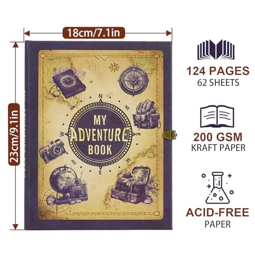 My Adventure Book Scrapbook Photo Album, Retro Style Embossed Hard Cover Travel Journal, Scrapbook Kit For Couples, Memory Book For Anniversary Wedding, Valentines' gifts, Christmases etc — view 2