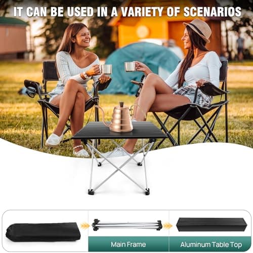 YouseaHome Camping Table with Lightweight Aluminum Table Top, Camping Tables That Fold up Picnic Table Folding Portable with Carrying Bag, Perfect for Outdoor, Camping, Picnic, 40 * 35 * 32cm — view 6
