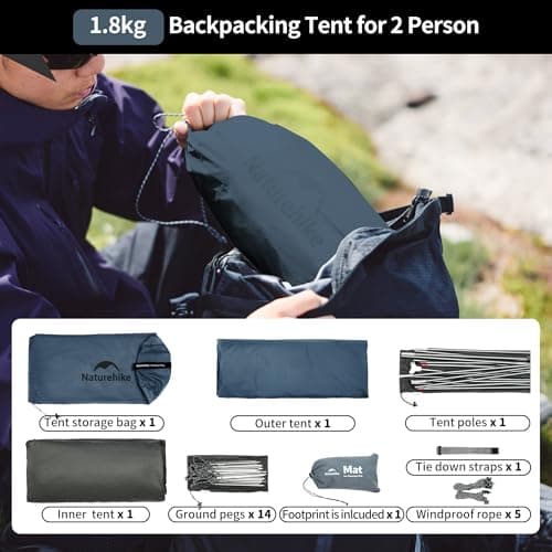 Naturehike Cloud Up Pro Camping Tent, 2 Person, Navy Blue — view 6