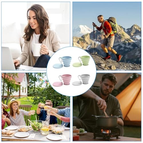 FEIHS 4 Pcs Silicone Foldable Cup,for Outdoor Activities — view 5