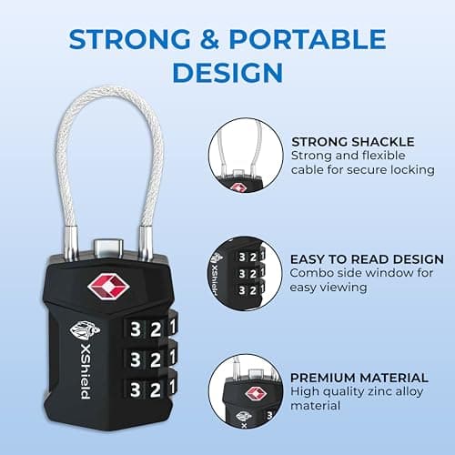 Double Dragon 2-Pack TSA Approved Suitcase Locks | Strong Shackle, Cut-Resistant Zinc Alloy, Lightweight 3-Digit Combination Travel Padlocks for Luggage, Bags & Backpacks — view 3