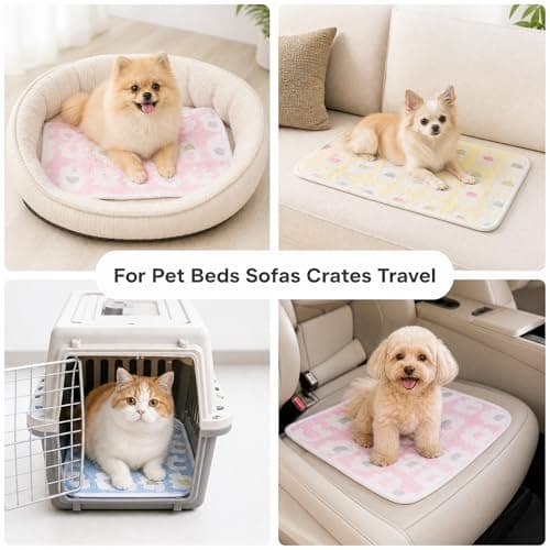 Xiansini Cat Blanket 3 PCS 60x40cm Cotton, Soft Pet Blankets for Cats and Small Dogs Pink Yellow Blue, Puppy Blanket Kitten Blanket for Travel Outdoor Crate Sofa Bed, Small Pet Blanket 3 Pack — view 6
