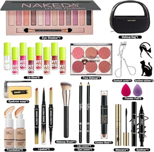 Makeup set, Cosmetic Make Up Kit With Storage Bag Portable Travel Make Up Palette Eyeshadow Foundation Lip Gloss Full kit makeup set for Teenage & Adults (A2-UK) — view 4