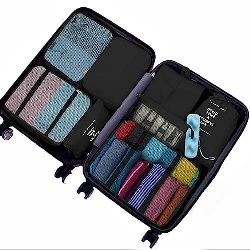 Jsdoin Packing Cubes for Suitcase,9 PCS Travel Luggage Packing Cubes for Backpack, Waterproof Essentials Suitcase Organiser Bags, Travel Accessories (Black) — view 3