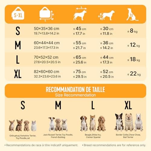 VOUNOT® Dog Carrier XL, Foldable Pet Travel Transport Bag, Extra Large Portable Fabric Dog Crate w/Cushion, Beige — view 2
