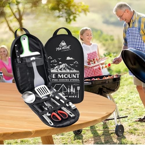 9-Piece Camping Kitchen Set with Multifunctional Cutlery Organizer, Storage Bag, and Gift for Men — view 5