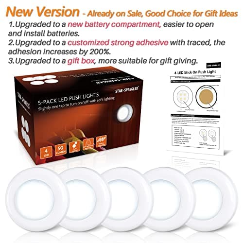 STAR-SPANGLED 2.8” Stick on Puck Lights AAA Battery Operated, 5 Pack White — view 6