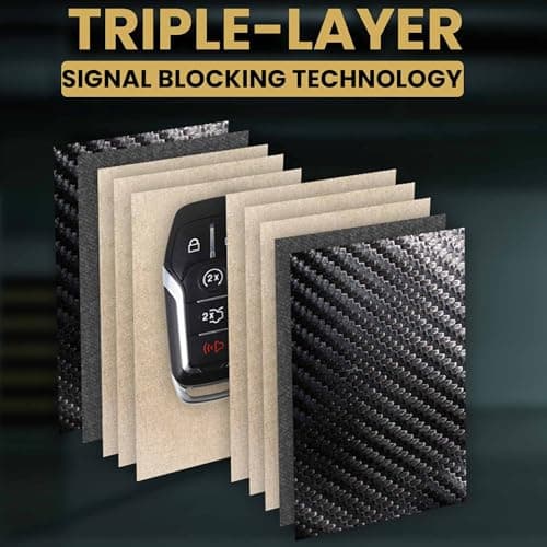 2 Pack Faraday Car Key Signal Blocker Pouch – Anti Theft RFID Protection Case for Keyless Car Keys, Carbon Fibre Security Key Fob Wallet — view 5