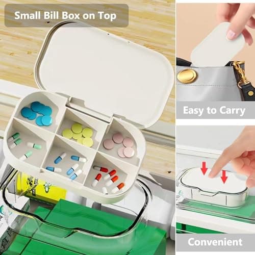 Sevitini Medicine Box, Medication Storage Box, 3 Layer Multi Grid Medicine Box, Large capacity, Medicine Container Box portable, for home,school,outdoor,office,travel (Matcha) — view 6