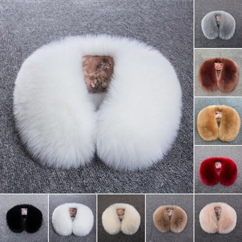 Worparsen Detachable Winter Fluffy Faux Fur Collar Scarf Neck Warmer Thickened Windproof Neck Scarf Neck Wrap for Winter Coat White — view 2