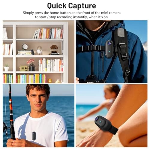 4K Mini POV Camera with 64GB Card, Thumb Size WiFi Body Cam, Waterproof Wearable Hand Free Portable Action Cam, Ultra Wide Angle View, Mount Anywhere for Pets, Cycling, Swimming, Vlogging, Black — view 6