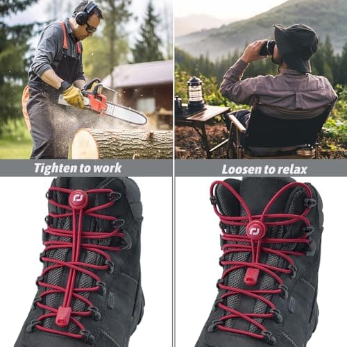 RJ-Sport Extra Long No Tie Shoelaces - Elastic Tieless Round Boot Laces for Hiking Shoes, Work Boots and Running Sneakers, Gold Brown, One Size — view 4