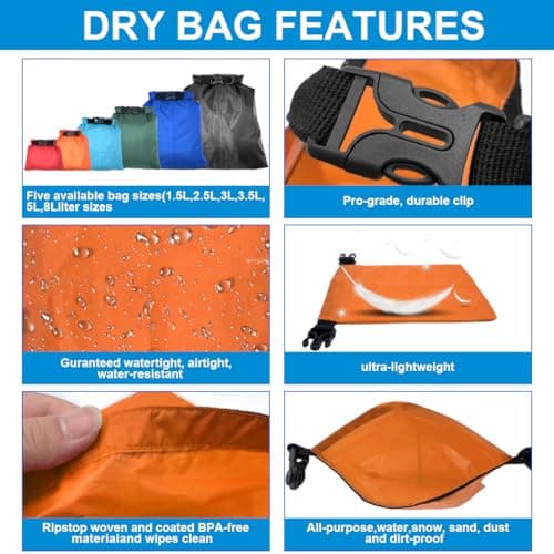 LICQIC Waterproof Dry Bag, Drybag Canoe Bag, 1 Pcs Orange, 2.5 Litre — view 4