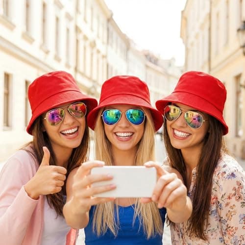 Geukmun Bucket Hat Unisex Cotton Sun Protection Summer Beach Outdoor Fishing Travel Hat UV Packable Red — view 6