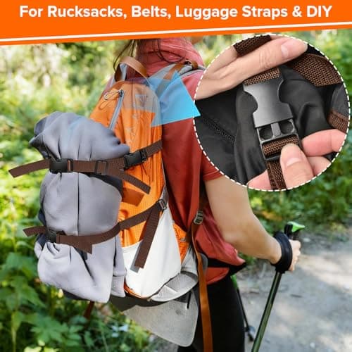 Annickee 10M Nylon Webbing Strap 25mm, Dark Brown Webbing Adjustable — view 3