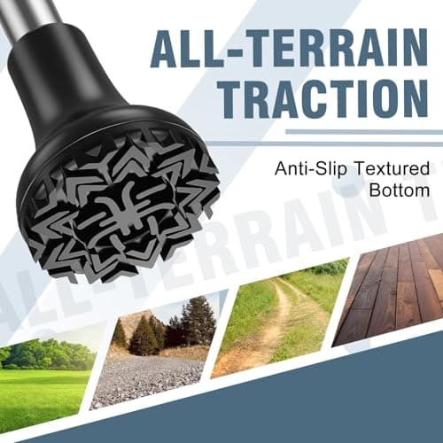 supregear Heavy Duty Rubber Replacement Tips for Hiking and Trekking Poles, Wide Non Slip Base for Trail Stability, Durable Shock Absorbing Walking Sticks Tip Protectors, 4-Pack, Black — view 5