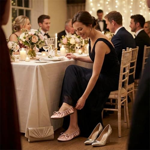 Women's Foldable Flats – Portable Ballet Slippers Shoes for Travel, Wedding – Fits in Purse (S, Rose Gold) — view 3