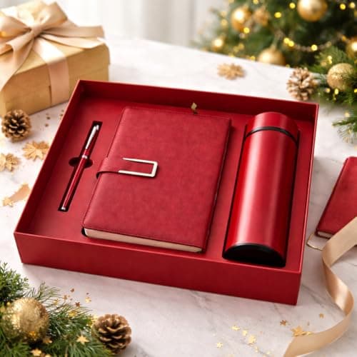Crescent Arch Luxury Gift Set for Men and Women – Insulated Bottle, Premium Notebook and Aesthetic Pen Ink Refillable– Gift box for Corporate Business Office Student Birthday Anniversary (Red) — view 6