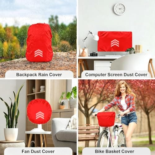 GUKOY Waterproof Rain Cover with Reflective Strap for Backpack, 2 Adjustable Anti Slip Cross Buckle Strap, Rainproof Snowproof Dustproof Anti-Frost Covers, Red S (for 18-25L backpack) — view 6