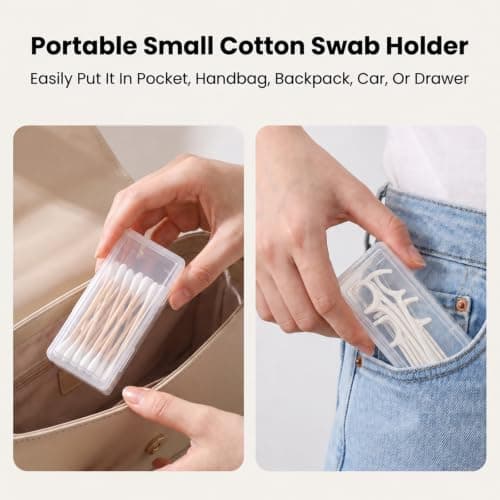 6Pcs Cotton Swab Holder Travel Floss Pick Case Cotton Pad Storage Container — view 6
