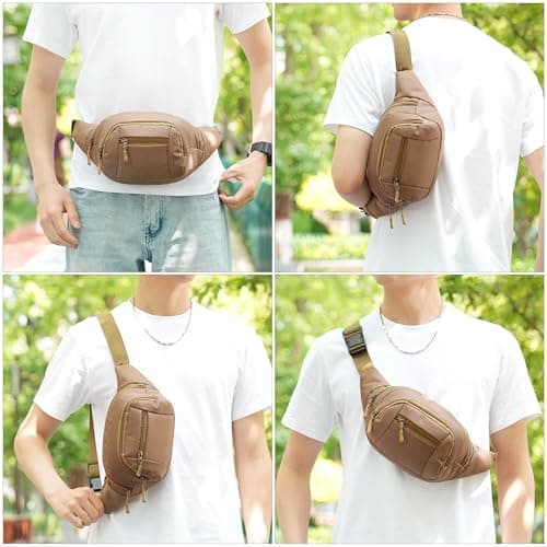 GERIINEER Bumbags Waist Fanny Pack for Women Ladies Men Waterproof Unisex Bum Bag for Dog Walking Running Traveling Cycling Hiking Outdoor Sport (Khaki) — view 6