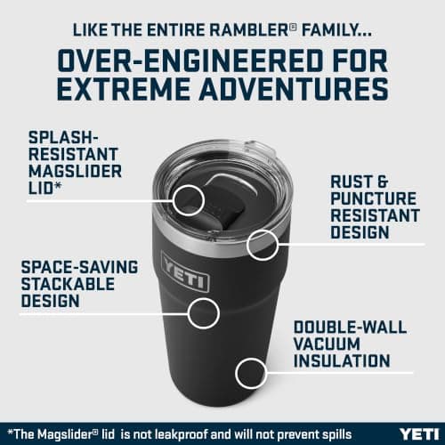 YETI Rambler 20 oz (591 ml) Stackable Cup, Black — view 3
