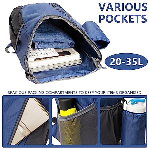 Yoolly Lightweight Foldable Backpack, Small Hiking Rucksack, Waterproof Packable Backpack for Men Women Kids, Durable Rucksack for Outdoor Sport Travelling Hiking Camping Biking Walking (Dark Blue) — view 4