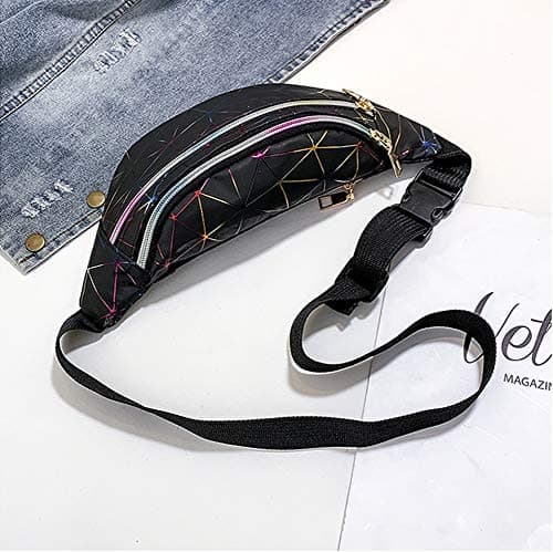 Estwell Bum Waist Bag Festival Fanny Pack 3 Zip Pockets Fashion Waterproof PU Leather Waist Pouch Travel Holiday Waist Pack for Women Ladies Girls — view 5
