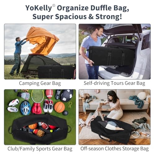 180L Large Duffle Bag for Travel Camping - 52 Inch Large Holdall Duffel Bag, Sport Equipment Storage Bag with 2 Sides Handles 132x36x36cm-Black — view 2