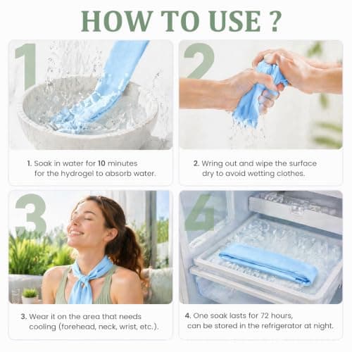 Cooling Towel for Neck, Reusable & Long Lasting Gel Cooling Neck Wrap(Blue） — view 3