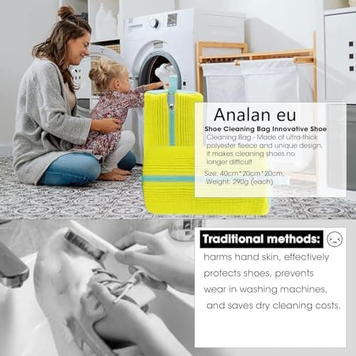 2Pcs Shoe Washing Bags for Machine-40x20cm Laundry Bag with Secure Zipper — view 5