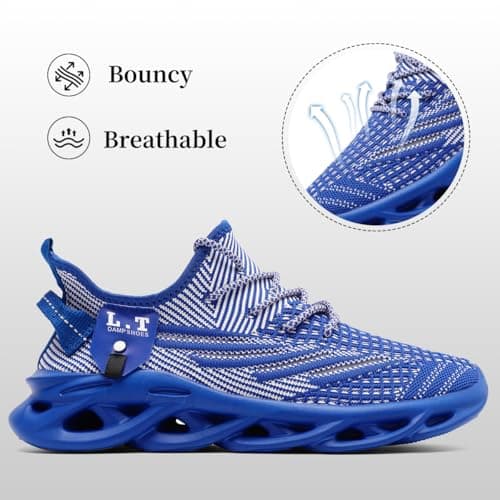 XKOWUO Mens Womens Trainers Walking Running Shoes Non Slip Gym Slip On Tennis Trainers Outdoor Sports Sneakers Lightweight Workout Shoes Royal_Blue Size 7 — view 4