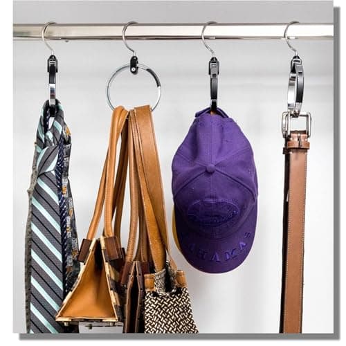 Multipurpose Closet Hanger - 2-Pack | Multi Hangers Saving Space for Clothes Hangers | Metal Hangers for Belts, Bags, Ties, Baseball Caps, Scarves, Jewelry | Heavy Duty Hanging Wardrobe Organiser — view 5
