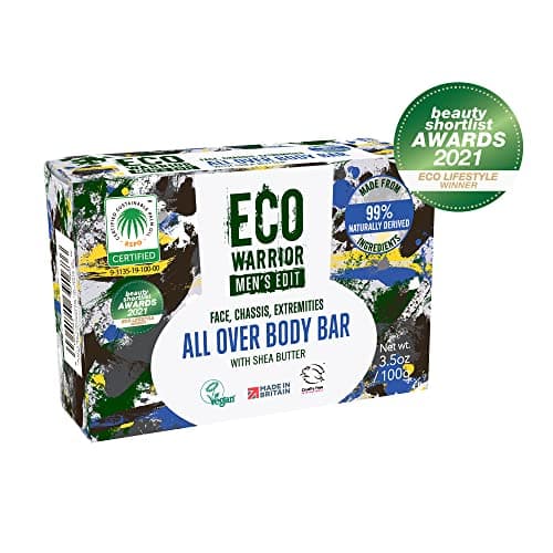 Eco Warrior Men's All Over Body Soap Bar, Shea Butter, Natural, 100g — view 2