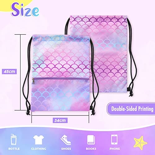 WAWSAM Kids Drawstring Gym Bag with Zippered Pocket String Backpack — view 4