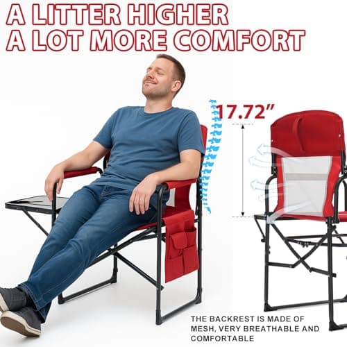 Bonnlo Camping Chairs for Adults Heavy Duty, Folding Directors Chair (2pc) — view 3