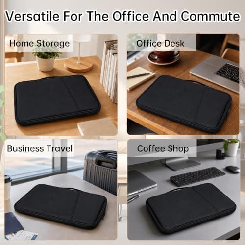 13 Inch Laptop Sleeve – Water-Resistant Oxford Fabric with Corner Protection & Shock Absorption for 13" Ultrabooks (Black) — view 5